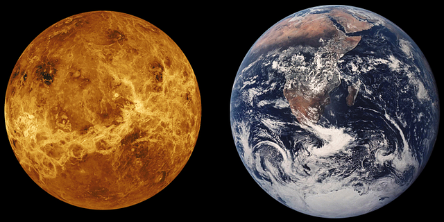 a planet and earth in space